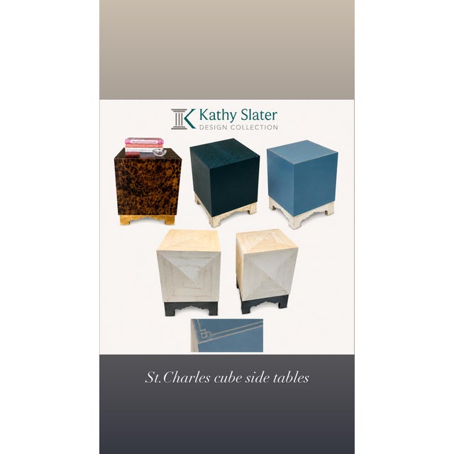 St. Charles Cube Side Table in Hand Finished Horn For Sale - Image 4 of 4