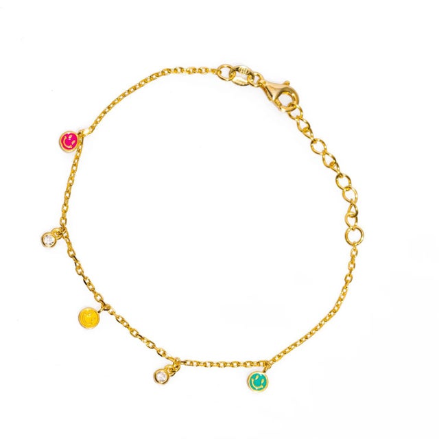 Contemporary Rainbow Smiley Face Gold & Diamond Bracelet For Sale - Image 3 of 7