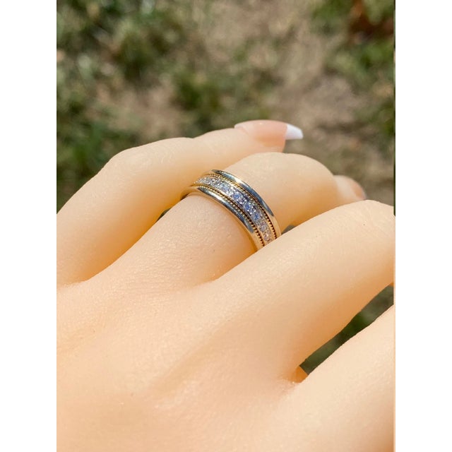 Metal The Pilsen: Ladies Two Tone Diamond Band in 14 Karat Gold For Sale - Image 7 of 8