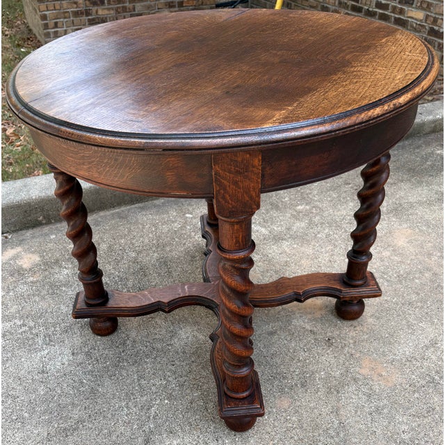 Mid 20th Century Vintage English Barley Twist Round Side Table For Sale - Image 5 of 11