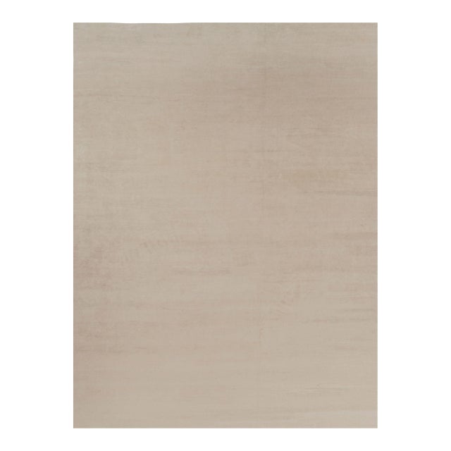 Rug & Kilim’s Oversized Modern Textural Rug in Beige and Cream Striae - 12x16 For Sale