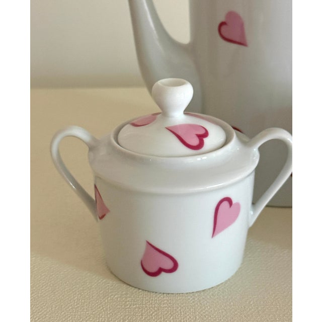 D Porthault "Coeurs" Porcelain Coffee Pot, Creamer and Sugar Bowl For Sale - Image 10 of 12