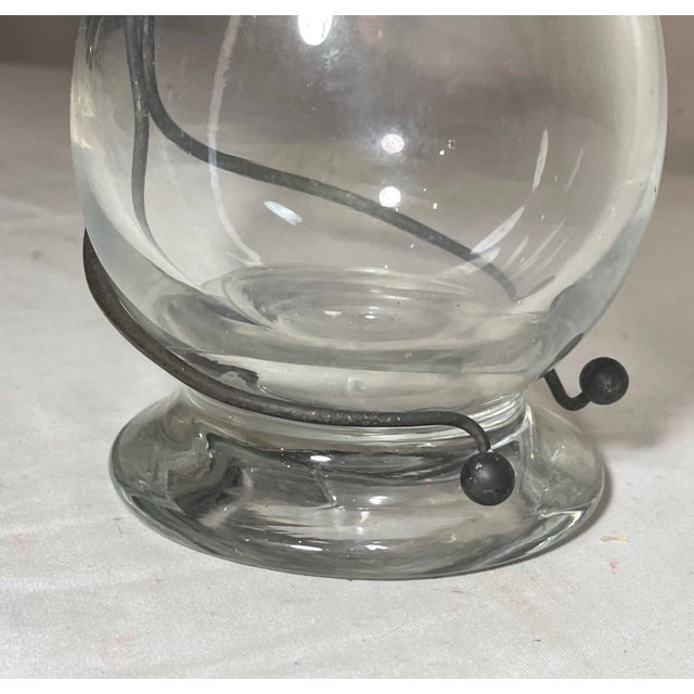 Antique 1800s Handmade Bronze Hand Blown Glass Wine Claret Decanter Egypt Snake For Sale - Image 12 of 12