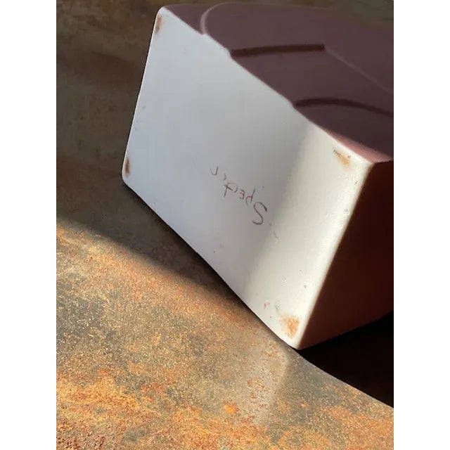 Light Pink Vintage Signed Geometric Slab Built Studio Pottery Vase For Sale - Image 8 of 13