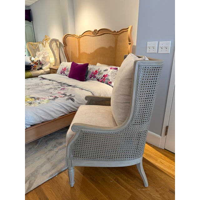 Cane Armchair Reclaimed Weathered Grey Wash For Sale In New York - Image 6 of 12