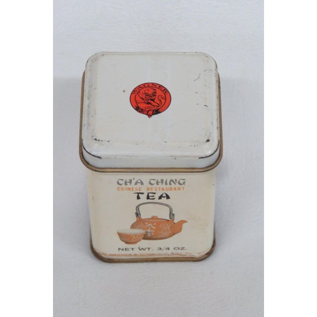 John Wagner and Sons Small Empty Tea Tin for Cha Ching Chinese Restaurant 4925b For Sale - Image 12 of 12