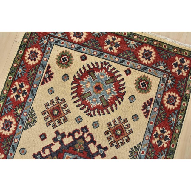 Kazak Runner 2’7” X 6’2” Red Wool Tribal Hand-Knotted Oriental Rug For Sale In Philadelphia - Image 6 of 12