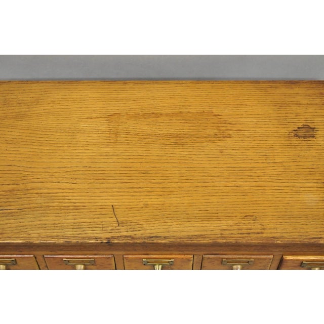 Antique Arts & Crafts Library 15 Drawer Mission Oak Stacking Card File Cabinet For Sale - Image 11 of 18