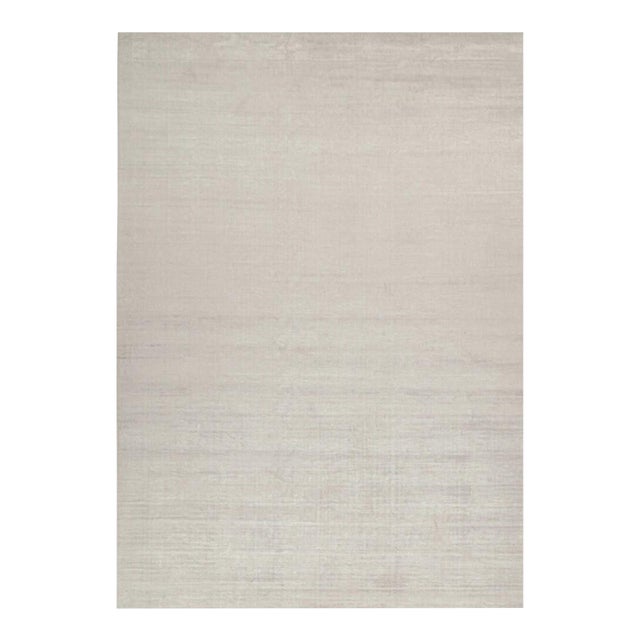 2010s Rug & Kilim’s Plain Modern Rug in Solid Silver and Off-White Tone-on-Tone - 12x17 For Sale