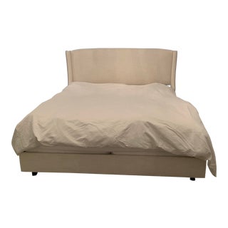 Dalton Upholstered Wingback Bed, King, in Talc For Sale