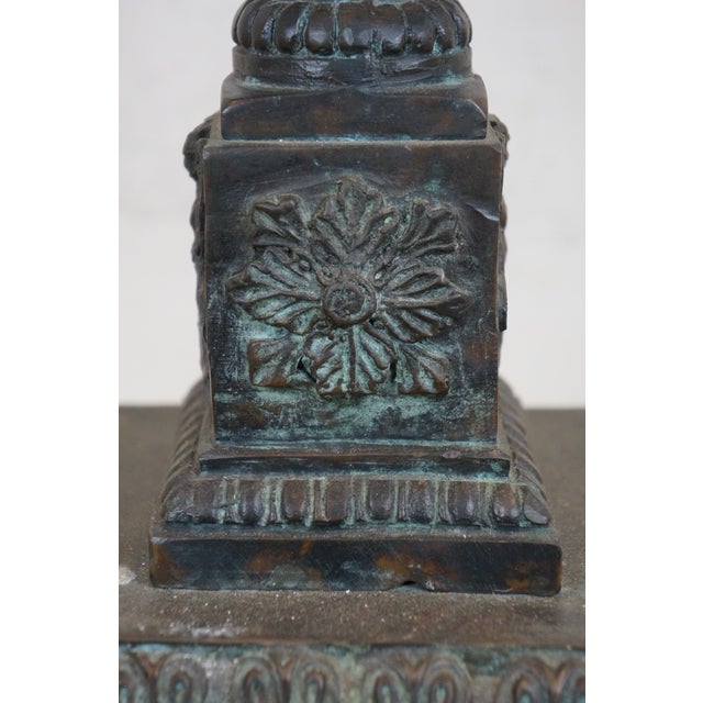 Late 20th Century Maitland-Smith Bronze Neoclassical Footed Trophy Urn Candle Holder Pillar For Sale - Image 9 of 11