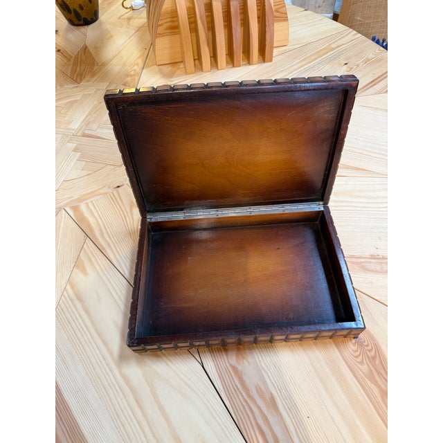 Wood Vintage Geometric Wood Decorative Box For Sale - Image 7 of 8