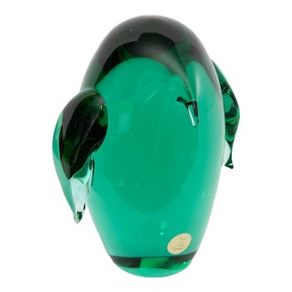 Czech Art Glass Penguin, Zelezny Brod School, Emerald Green For Sale
