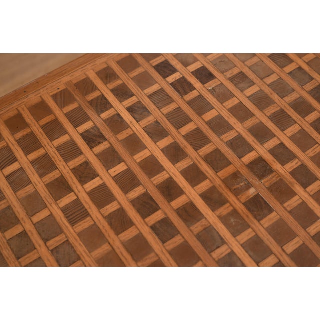 Mid Century Modern Square Pattern Inlay Wood Bench For Sale - Image 9 of 13