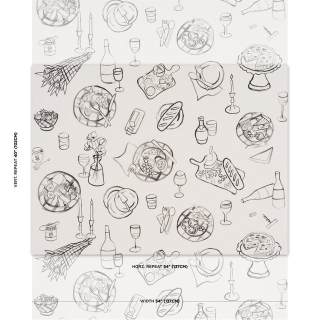 Every delectable element of a plein air feast is rendered with a loose, gestural hand in this unique large-scale fabric...