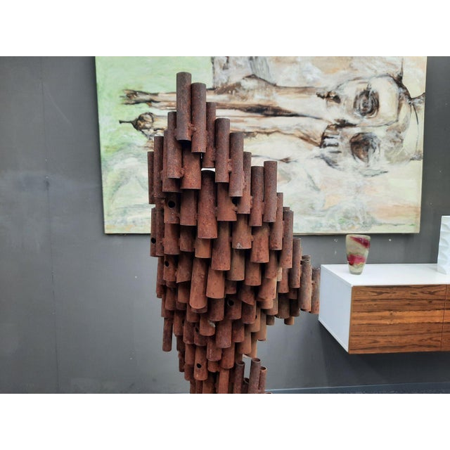 Brown Brutalist and Decorative Iron Art Sculpture, 1970s For Sale - Image 8 of 13