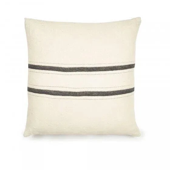This pillow cover is inspired by The Belgian Towel. The design is simple, with black and old rose stripes sitting on an...