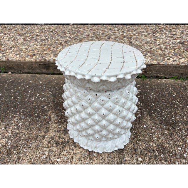 Mid-Century Modern 1970s Italian Glazed Terracotta Pineapple Garden Seat or Table For Sale - Image 3 of 12