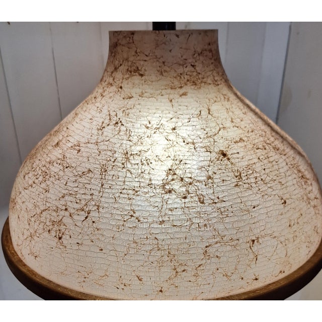 Beige Vintage Adjustable Ceiling Lamp with Beige Marbled Plastic Shade and Beechwood Rim, 1970s For Sale - Image 8 of 9