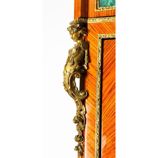 Wood 19th Century French Malachite & Ormolu Mounted Vitrine Cabinet For Sale - Image 7 of 18
