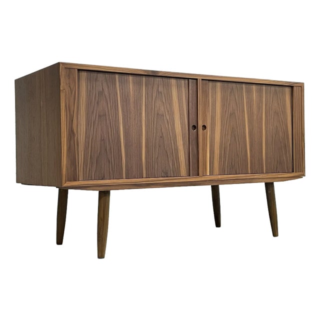 Apartment Sized Mid Century Modern Credenza | Walnut Sideboard by Bruno Hansen, Made in Denmark For Sale