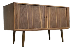 Apartment Sized Mid Century Modern Credenza | Walnut Sideboard by Bruno Hansen, Made in Denmark
