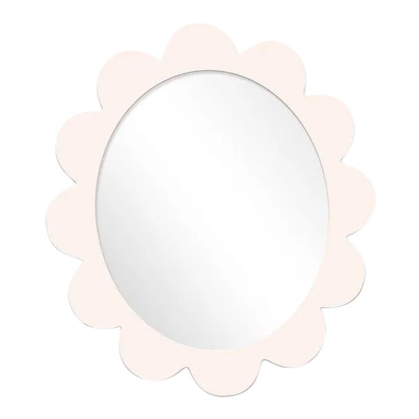 Fleur Home x Chairish Iris Oval Mirror in Frosted Petal, 48x42 For Sale