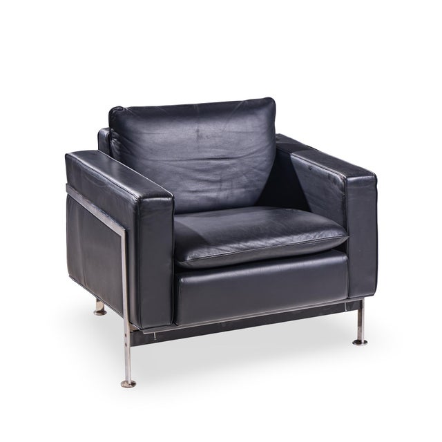 Robert Haussmann for De Sede Mid Century Black Leather Chairs - Pair For Sale - Image 12 of 12