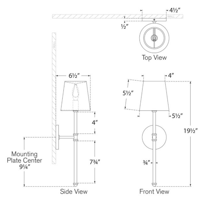 Camille Sconce in Bronze with Linen Shade Designer: Suzanne Kasler Finish: Bronze Height: 19" Width: 5.5" Extension: 6"...
