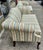 Antique White Mid 20th Century Pair Taylor-King Queen Anne Camelback Sofa Loveseat Floral Blue White Stripe For Sale - Image 8 of 12