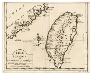 Mid-18th Century Map of Taiwan by Bellin, 1748