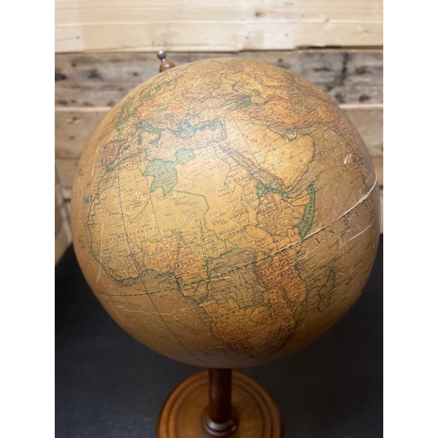 Wood Antique German Earth Globe by Dietrich Reimers, Berlin, 1920 For Sale - Image 7 of 9