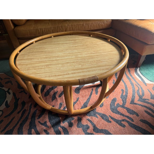 Vintage Rattan Coffee Table – Mid-Century Boho Style For Sale - Image 4 of 4