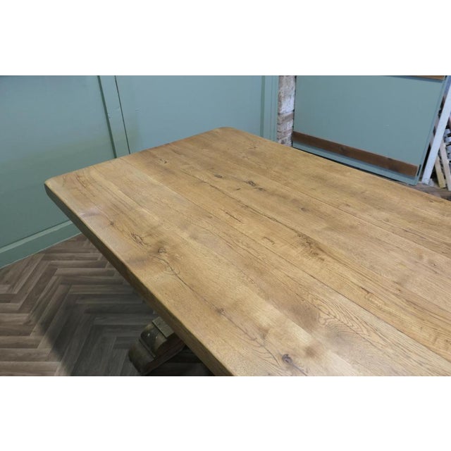 Wood Large French Oak Farmhouse Table For Sale - Image 7 of 8