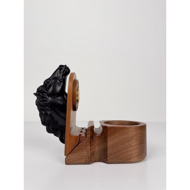 Mid-Century Modern Italian Walnut Tobacco Jar with Sculptural Horse Head, 1970s For Sale - Image 14 of 18