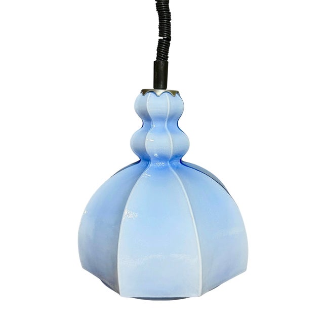Vintage Light Blue Adjustable Pendant Light, Former Yugoslavia, 1970s For Sale - Image 6 of 7