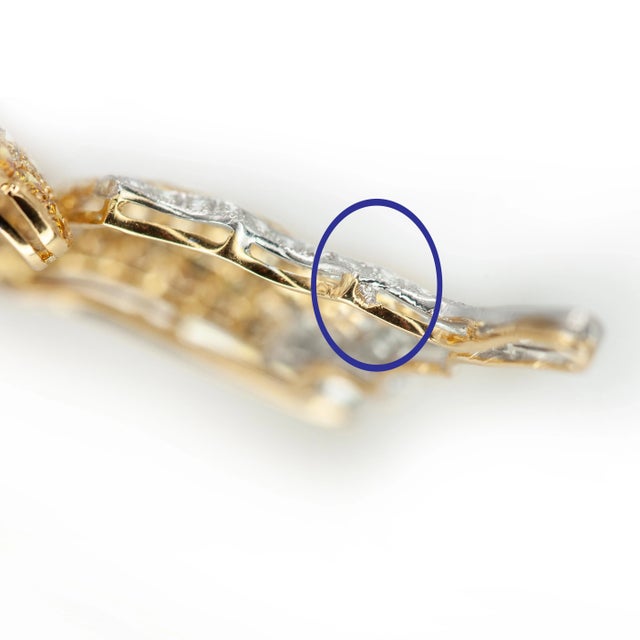 18k Yg and Wg Fancy Yellow & White Diamond Butterfly Brooch For Sale - Image 11 of 12