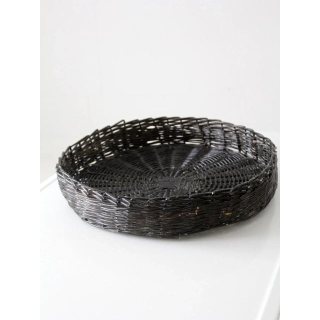 Late 20th Century Vintage Black Centerpiece Basket Tray For Sale - Image 5 of 11