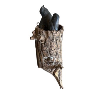 Wood Birds in Hollow Branch Tree Sculpture, Austria, 1900s For Sale