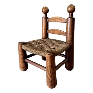 French Provincial Brutalist Low Stool by Charles Dudouyt, France 1940s For Sale