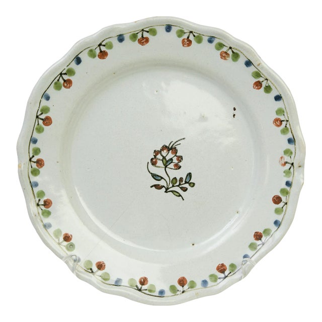 18thC. Nevers French Faience Polychrome Plate - For Sale