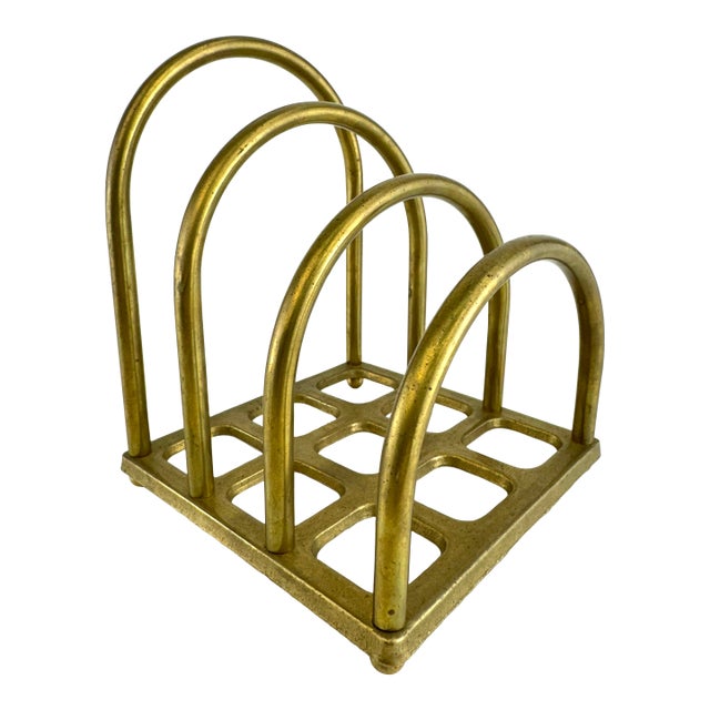 Vintage Mid-Century Brass Arched Letter Holder For Sale