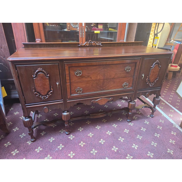 Antique 1920s Jacobean Spanish Revival Walnut Sideboard For Sale - Image 4 of 12