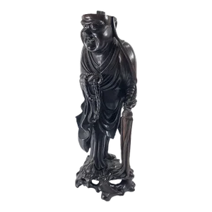 19th Century Chinese Carved Wood Figure of a Buddhist Luohan or Arhat
