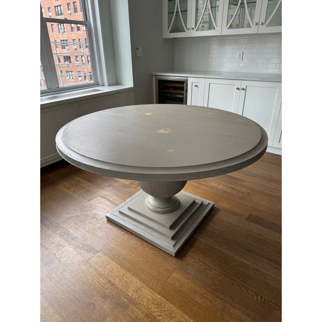 Traditional Attributed Hooker Furniture Dining Room Reverie Round Dining Table With Leaf and Custom-Made Protective Pads For Sale - Image 3 of 10