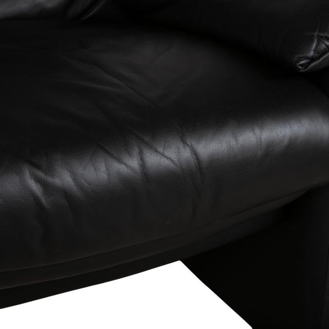 Lugano Leather Armchair in Black with Manual and Reclining Function from Erpo For Sale - Image 9 of 18