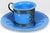 Chinoiserie Antique Chinese Export Cornflower Blue Peking Glass Demitasse Service Fourteen Piece Set For Sale - Image 3 of 12