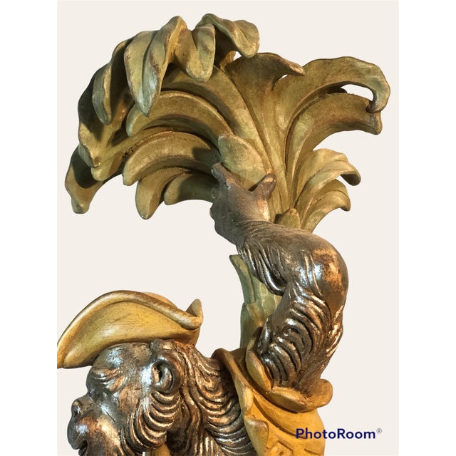 Vintage Hand Carved Italian Monkey Wall Sconces - Set of 2 For Sale - Image 4 of 12