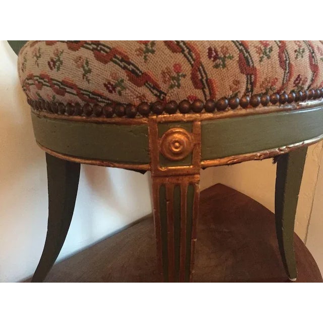 18th Century Italian Directoire Green Paint & Gilt Decorated Sabre Leg Side Chair For Sale - Image 10 of 11