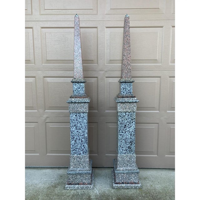 Monumental Neoclassical Grand Tour Ormolu Mounted Marble Obelisks on Pedestals For Sale - Image 12 of 12